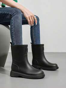 Women's Solid Color Outdoor PVC Geometric Pattern Rain Boots Outdoor Sports Shoes For Rainy Season - Black - View 7