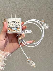 Halo Musim Dingin, Motif Tema Musim Dingin, Kompatibel dengan Casing Pelindung Charger Transparan 18W/20W, Kompatibel dengan Casing Pelindung Charger 13/14/15, Set Pelindung Charger 20W, Pelindung Kabel, Pelindung Kepala Kabel Pengisian Daya, Hadiah, Casing Pelindung Transparan, Pelindung Charger - MultiWarna - View 3