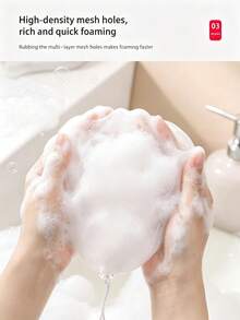 1pc Soft Egg-Shaped Bath Sponge Set, Polyurethane Exfoliating Bath Sponge With Foaming Mesh, Minimalist Bathroom SPA Daily Shower Body Cleansing Tool - White - View 10