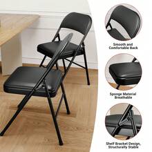 Techigher Padded Metal Folding Chairs, Portable Foldable Chairs With Soft PU Leather Seat, Heavy-Duty Stackable Seating For Home, Office & Events - Multicolor - View 7