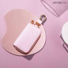 AD 1PC Car Key Bag Remote Control Key Chain Anti Lost Buckle Shiny Leather Decoration Men's And Women's General Motors Hanging Decoration Key Protection Cover Storage Bag - PU Key Pouch - View 13