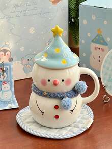 1 Set Cute Snowman Underglaze Ceramic Mug Christmas Birthday Gift Cup - Multicolor - View 6