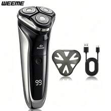 4D Rotary Electric Shaver For Men, Triple Floating Shaving Heads, LED Digital Display, USB Rechargeable Cordless Beard Razor, Portable Men Shaver, Gift For Father Husband - Multicolor - View 6