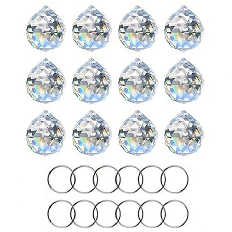 12pcs 20mm Clear Crystal Ball Prism Rainbow Catcher Pendant Making Kit - 12pcs 20 Balls - View 1
