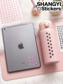 2styles Dual-Color Paw Print Decorative Stickers, Easy-Peel Adhesive Backing, Secure Adhesion, Customizable Layout, Suitable For Phone Cases, Water Bottles, Digital Accessories, Storage Containers And Other Item Exterior Customization - Decorative Stickers - View 1