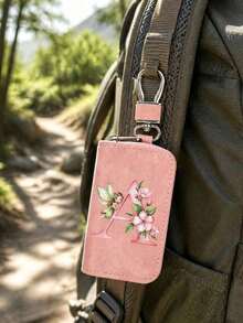 Pink Zipper Key Pouch With Little Elf Flower Letter, Matte Leather, Functional Key Pouch Suitable For Car, Home And Office - Perfect For Graduation, Teacher's Day - Neutral Design, Travel Accessory, Elegant Jewelry, Premium Craftsmanship, Professional Accessory, Great Gift For Classmates And Friends, Realistic, Mini, Minimalist Style, Perfect Wedding And Holiday Gift Or Accessory For Women's Handbag, Keychain, Valentine's Day Gift, Ideal Choice For Graduation Ceremony And Teacher's Day - Multicolor - View 9
