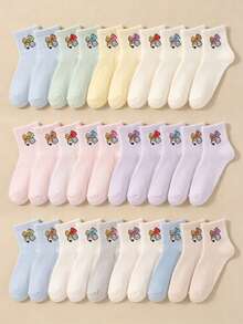 5/10/20 Pasang Kaos Kaki Bayi Acak Motif Pensil dan Pita, Kaos Kaki Bergaris Warna-warni untuk Anak-anak Halloween, Cocok untuk Anak Perempuan Pemakaian Sehari-hari di Musim Gugur dan Musim Dingin - MultiWarna - View 1