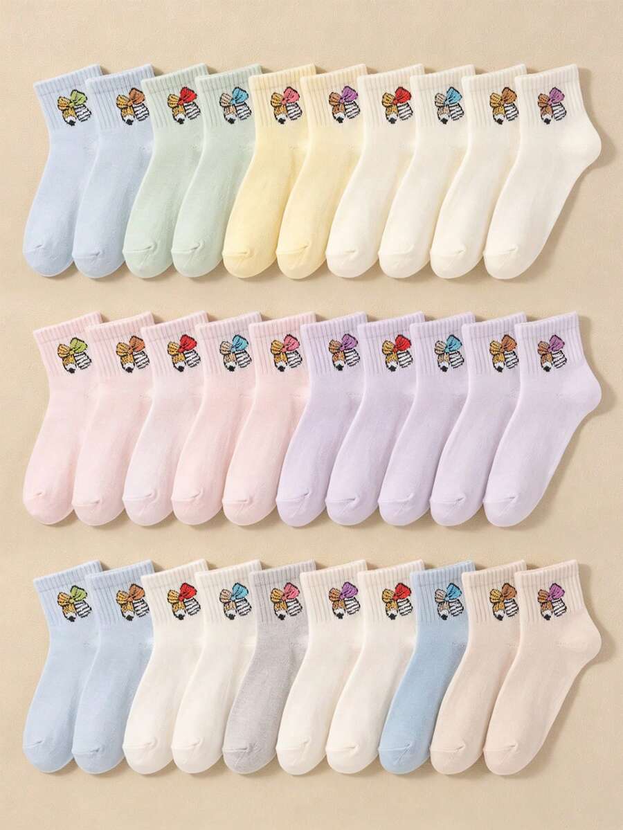 5/10/20 Pasang Kaos Kaki Bayi Acak Motif Pensil dan Pita, Kaos Kaki Bergaris Warna-warni untuk Anak-anak Halloween, Cocok untuk Anak Perempuan Pemakaian Sehari-hari di Musim Gugur dan Musim Dingin - MultiWarna - View 1