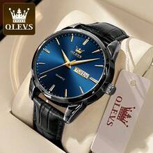 OLEVS Classic Quartz Watch For Men Waterproof Leather Strap Calendar Sports Business Men's Quartz Wrist Watch TOP Brand - One Size Fits All - View 16