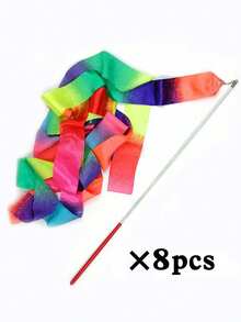 10/8/5/1/3pcs Gymnastics Ribbon Wands, Beach Outdoor Party Magic Wands & Ribbon Gifts, Shiny Gradient Artistic Rhythmic Dance Ribbons, Ballet Party Spinning Ribbons, Suitable For Art Dance Festivals, Back To School Parties, Gymnastics Performances - One Size - View 13