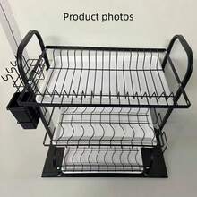 1pc Kitchen Storage Rack, Premium Carbon Steel Bowl And Plate Dish Drainer Rack, Large Capacity Home Tableware Dry And Wet Separation Storage Rack, Rust-Proof Hygienic Bowl And Plate Drainer Rack With Utensil Holder, Cutting Board Rack, Bowl Rack, Cup Rack - Multicolor - View 6