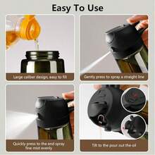 2-In-1 Glass Olive Oil Spray Bottle, Cooking Liquid Separator Bottle, 470ml, Spray And Pour Dual Use, Portion Control, Includes Stickers, Suitable For Salad, Frying And Grilling - View 3