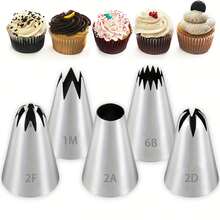 5pcs Stainless Steel Seamless Piping Tips Set, Cream Piping Nozzles For Cupcakes, Cakes, Cookies Decoration - Multicolor - View 9