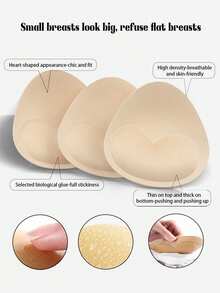 2/4 Packs Triangular Push Up Pads, Ultra Sticky Seamless Silicone Sponge Inserts Lift Nipple Covers For Swimwear Lingerie - Heart-shaped - View 6