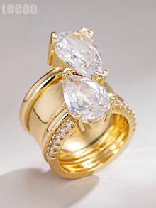 1pc Elegant Cubic Zirconia Ring For Women, Wedding Engagement Party Jewelry, Valentine's Day Gift - 1# - View 2