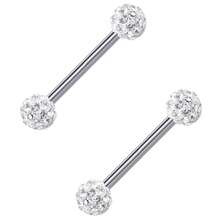 2Pcs Crystal Sparkle Ball Nipple Rings, 14G 316L Stainless Steel Straight Barbell Tongue Ring Stud For Women Daily Wear Y2K Sweet Colorful - Silver - View 42