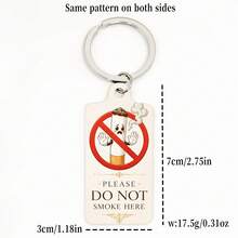 1pc Double-Sided UV Printed Funny No Smoking Keychain Keyring Bag Charm Indoor Hanging Decor Suitable For Daily Use - Red and White - View 4