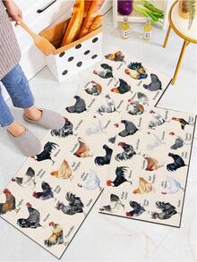 1/2pcs Vintage Diatomaceous Earth Mat, Hen Pattern, Super Absorbent, Non-Slip, Perfect For Bathroom, Kitchen And Dining Room, Quick Drying, Ideal Gift For Home Decor And Bathroom Mat - Multicolor - View 4