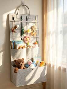 1pc Felt Hanging Storage Organizer Bag, Wall-Mounted Multi-Pocket Storage Bag, Suitable For Baby Room And Children's Room Miscellaneous Items Storage - Multicolor - View 7