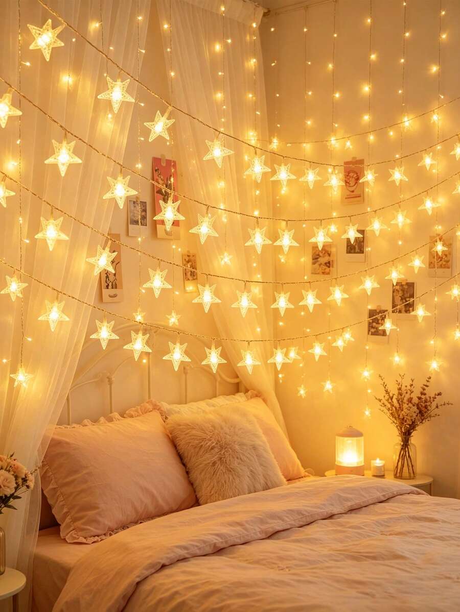 1 dây đèn LED ngôi sao, dùng pin/USB, đèn dây ngôi sao trang trí, phù hợp cho cắm trại, tiệc, Giáng sinh, đám cưới, nhà ở, trang trí năm mới
