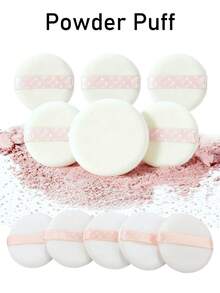 5pcs Makeup Powder Puff Set, Facial Sponge Powder Puff, Loose Powder Puff, Pressed Powder Puff, Soft Flocked Fabric, With Ribbon Hanging Strap, Home, Dorm, Travel, Back To School, Holiday Gift, Makeup Beginner, Beauty Enthusiast, Professional Makeup Tool, Washable, Portable - Multicolor - View 4