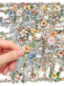 50 st transparenta blomramsklistermärken i PET-material, scrapbookingtillbehör med kreativ och estetisk design, lämpliga för mobilskal, surfplattor, bärbara datorer, telefoner, resväskor, bilar, anteckningsböcker, hjälmar, gitarrer, skateboards, förvaringsboxar och datorer - 50 st - Visa 6