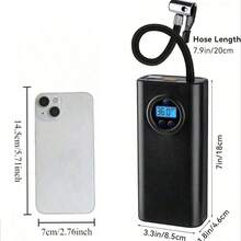 7,4V 1500mAh Compresor de aire recargable - Accesorio automotriz, inflador de neumáticos eléctrico con manómetro digital, material ABS duradero, adecuado para automóviles/motocicletas, negro. Regalo esencial para el automóvil. - Negro - Ver 12