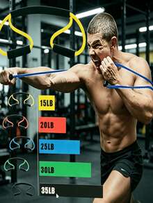 1pc 5-Level Resistance Band 15LB-35LB Adjustable, TPE High Elastic Rubber Durable & Stable Snapback, Resistance Rope. Suitable For Boxing Explosive Power Training, Home Strength Shaping, Yoga Pilates Stretching, Living Room, Gym Anytime Workout Arms, Shoulders, Back, Chest Muscle Groups. Lightweight & Easy Storage, Replace Large Fitness Equipment, Beginner Entry, Daily Posture Correction Universal, Home & Boxing Training Bestselling Fitness Accessory - Multicolor - View 8