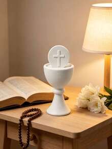 Ornamen Cawan Suci dan Salib. Cocok untuk Dekorasi Upacara Gereja. Hadiah Kenang-kenangan yang Luar Biasa untuk Komuni Pertama, Baptisan, atau Pengukuhan, Sempurna untuk Anak Laki-laki, Perempuan, dan Teman atau Anggota Keluarga yang Religius. - A - View 4