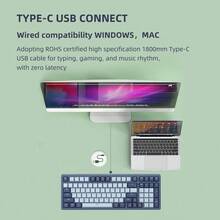 PANDA KYA98 Gaming Office Keyboard, Wired Ergonomic Mechanical Keyboard, Red Switch 98 Keys Fast Trigger, Adjustable Driver USB Interface, RGB Backlight Design, Compatible With Apple/ Systems - View 4