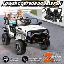 24V 2‑Seater Ride On Toy Car, 800W 4WD Powered Truck With Remote Control, 20" Seats, Bluetooth, LED Lights, Soft Start & Brake, For Kids Ages 3‑8 - White - View 5