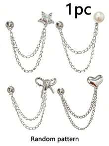 1/4/8pcs Multi-Function Clothing Clips, Metal Star Heart Bow Design, Shirt Hem Clips, Cute Decorative Pants Leg Clips, Clothing Accessories Chain Clips - Multicolor - View 12