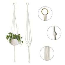 2pcs/4pcs Bohemian Style Handmade Woven Cotton Rope Plant Hanging Basket, Hanging Flower Pot Basket Net Rack, Heavy Duty Indoor Outdoor Home Bedroom Living Room Garden Balcony Patio Storage Decorative Hanging Net - Macrame Hanging Chair - View 5
