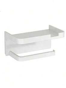 No-Drill Bathroom Toilet Paper Holder Toilet Paper Box Storage Rack Wall-Mounted Home Bathroom Phone Toilet Paper Roll Holder - A - View 8