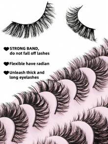 10 Pairs Fluffy Dense Lightweight Natural Short Strip False Eyelashes For Women's Daily Makeup - View 3