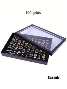 36/100 Grid Ring Jewelry Box With Lid, Earring Jewelry Tray, Ring Jewelry Storage Display Tray, Minimalist Velvet Ring Box, Jewelry Box, Earring Jewelry Storage Box, Dust-Proof Jewelry Box Display Box Jewelry Display Dust-Proof Box - Multicolor - View 12