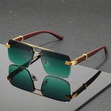 FIYLROG 1 Pasang Kacamata Hitam Aviator Pria Warna Emas & Merah, Bingkai Logam, Perlindungan UV400, Kacamata Hitam Gaya Bisnis Mewah, Cocok untuk Acara Bisnis - MultiWarna - View 14