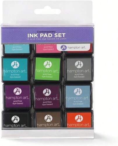 Hampton Ink Pad Set Contemporary, 12 Piece, Stamp Pad, Stamp Ink Pad, Washable Pads, Pads For Kids, Pad Stamps, Pads For Rubber Stamps