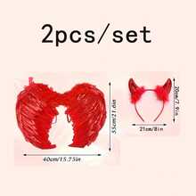 Set Kostum Setan Kecil Merah Halloween 4pcs/Set, Termasuk Bando Setan Merah, Sayap Merah, Garpu Setan, Rok Tulle Merah, Cocok Untuk Acara Liburan, Pesta Tema, Pesta Topeng, Pertunjukan Panggung, Kostum Halloween, Properti Cosplay - beraneka warna - View 13