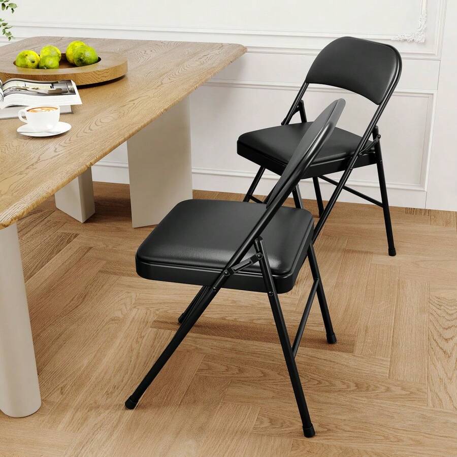 Techigher Padded Metal Folding Chairs, Portable Foldable Chairs With Soft PU Leather Seat, Heavy-Duty Stackable Seating For Home, Office & Events - Multicolor - View 1
