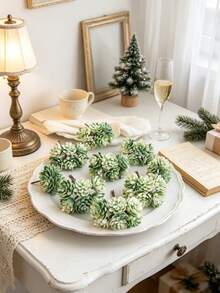 1pc 3.54 Inch Artificial Succulent Plant, Suitable For Home, Wedding, Holiday Decoration, Center Table Decoration, Christmas Decoration, Birthday Gifts, Holiday Party Accessories - White Green - View 7