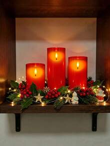 3pcs Red Flameless Candle Lights With Timer Remote Control, Battery Powered Red Warm Light, Suitable For Christmas, Halloween, Valentine's Day, Mother's Day, Dining Table, Wedding, Party, Gift, Holiday - Red-warm Light - View 1