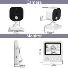 1pc Baby Monitor Camera, 2.8-Inch Rechargeable Screen, Two-Way Talk, Temperature Monitoring With High/Low Temperature Alarm, 8 Lullabies, Night Vision Baby Care Camera, Includes 2 Universal USB Data Cables - White - View 2