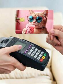 5pcs Credit Card Stickers Privacy Protection Card Film, Cute Cat Drinking Milk Tea Card Sticker Birthday Gift, PVC Material, Anti-Fingerprint, Anti-Scratch, Wear-Resistant Card Sleeve, Suitable For Men, Women, Couples, Chip Cards, Bank Cards, Credit Cards, Transportation Cards, Student Campus Cards. - A - View 7