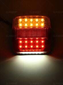 GLANBERT 2pcs LED Square Tail Lights 12V 3 Colors Yellow/Red/White 20LED Trailer Brake Lights Turn Signal Lights For RV Car Pickup Truck - Square Lamp - View 4