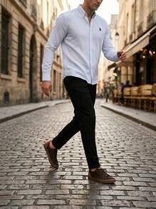 US Polo Assn قميص رجالي أكمام طويلة أبيض - أبيض - مشاهدة 5