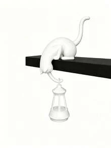 Cat Shelf Hook With Vintage Lantern, Bookshelf Decor, Cat With Lantern Shelf Decor, Whimsical Cat Shelf Accent For Bookcases &Reading Nooks A Vintage-Style Library Lantern Adds Character Decorative Bookshelf Light For Keys Desk Edge Bookshelf. - Regular Model - View 6
