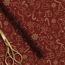 1 Roll Christmas Wrapping Paper, Vintage Red & Gold Cursive Merry Christmas Print Kraft Paper Gift Wrapping Paper, Christmas Holiday Gift Box Packaging Decoration - A - View 5