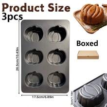 Pumpkin Cake Pan 6-Cavity Non-Stick, Carbon Steel Baking Mold For Fall Thanksgiving Halloween Cookies, Reusable Oven Bakeware, Easy Clean DIY Home Baking Tool - Black - View 8