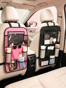 1pc/6pcs Car Seat Back Organizer With Tablet Holder, Multi‑Pocket Backseat Storage Bag, Hanging Pouch For Tablet, Water Bottle, Tissue & Sundries, Universal Car Interior Accessory For Neat Back Seat On Trips & Daily Driving - Multicolor - View 4
